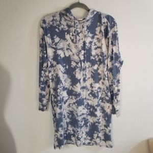 Caslon Hoodie sweater dress blue tie dye acid marbel size xs